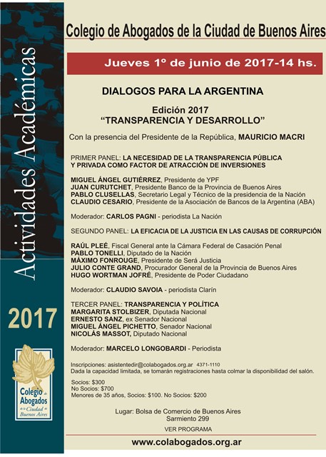 1� DE JUNIO. DI�LOGOS PARA LA ARGENTINA - TRANSPARENCIA Y DESARROLLO 
