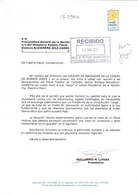 SE PIDI� LA INSTRUCCI�N DE UN SUMARIO A UN FISCAL FEDERAL