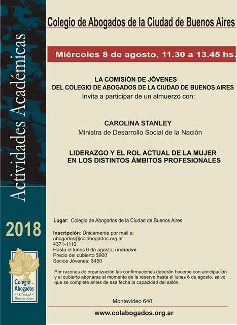 ALMUERZO CON CAROLINA STANLEY - LIDERAZGO Y EL ROL ACTUAL DE LA MUJER EN LOS DISTINTOS �MBITOS PROFESIONALES
