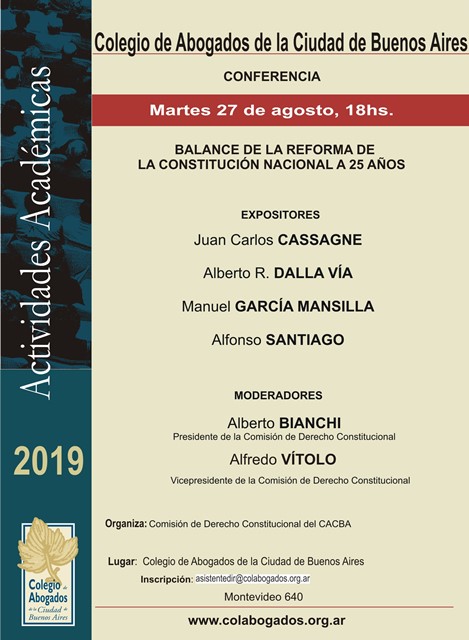 27 de agosto - BALANCE DE LA REFORMA DE LA CONSTITUCI�N NACIONAL